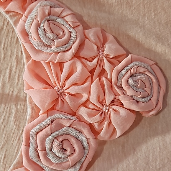 Jason Maxwell, Top, Peach, Sz LG, Vintage, Rose Trim, Scoop Neck - Picture 5 of 9